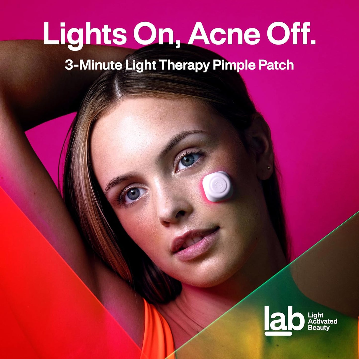 L.A.B Light Therapy Acne Patch, 2-Pack, LED Red and Blue Light Hydrocolloid Acne Patches, Fast Acting 3 Minute Skin Care Pimple Patch Spot Regimen for Zits, Blemishes, 60 Uses