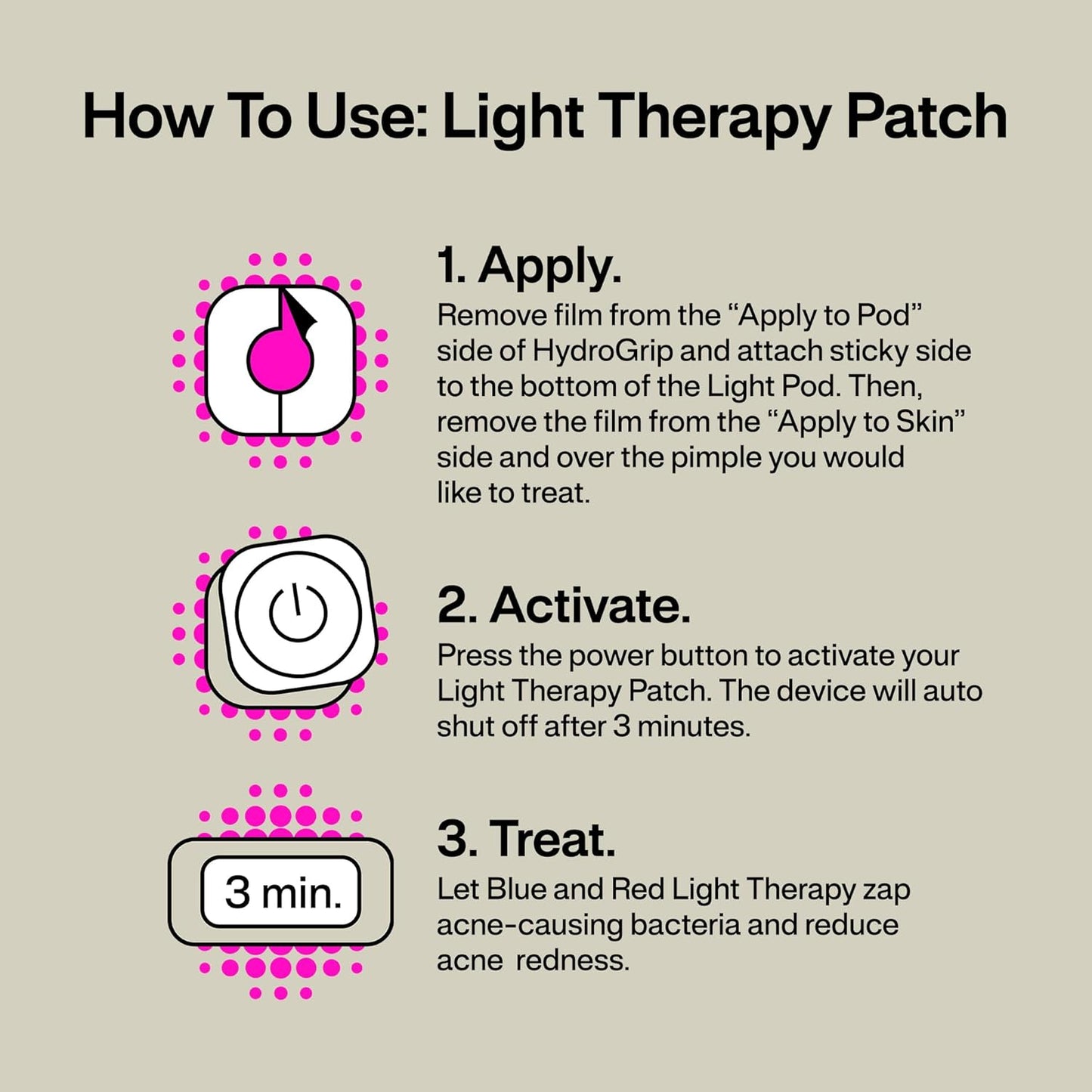 L.A.B Light Therapy Acne Patch, 2-Pack, LED Red and Blue Light Hydrocolloid Acne Patches, Fast Acting 3 Minute Skin Care Pimple Patch Spot Regimen for Zits, Blemishes, 60 Uses