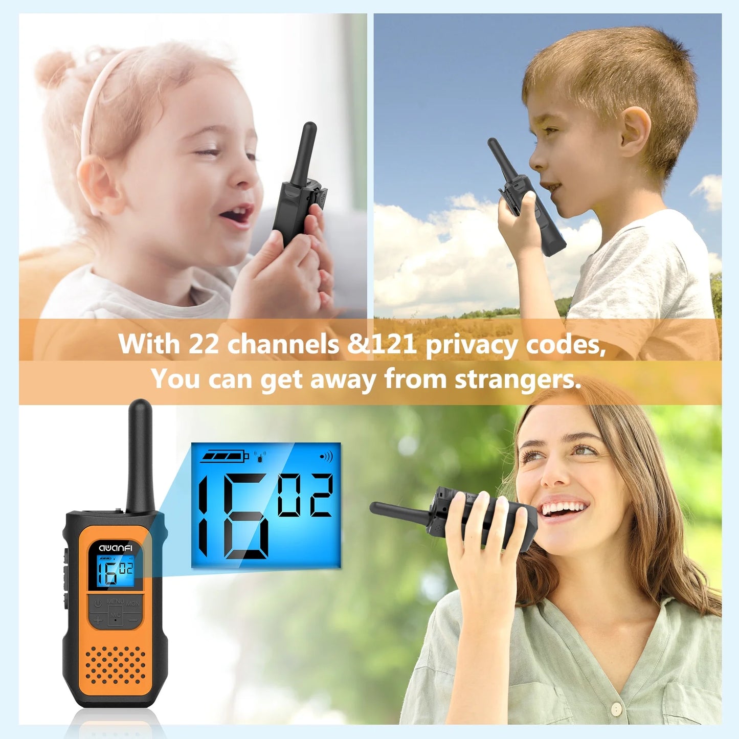 Walkie Talkie, Walkie Talkies for Adults, 22 Channel Rechargeable Two-Way Radio(4 Pack)
