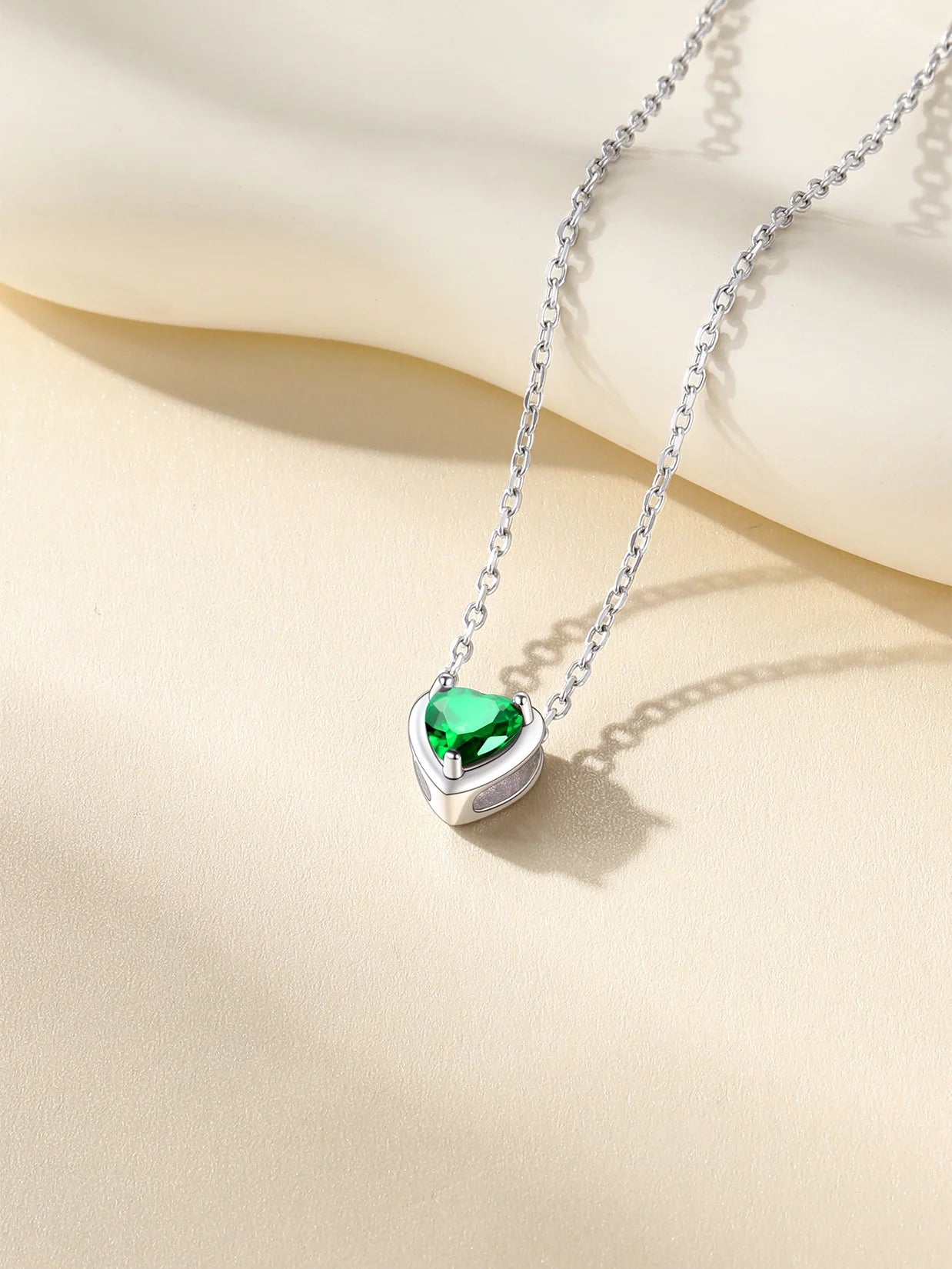 Women 925 Sterling Silver Birthstone Love Heart Necklace, Birthday Valentines Gift