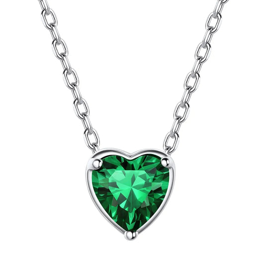 Women 925 Sterling Silver Birthstone Love Heart Necklace, Birthday Valentines Gift