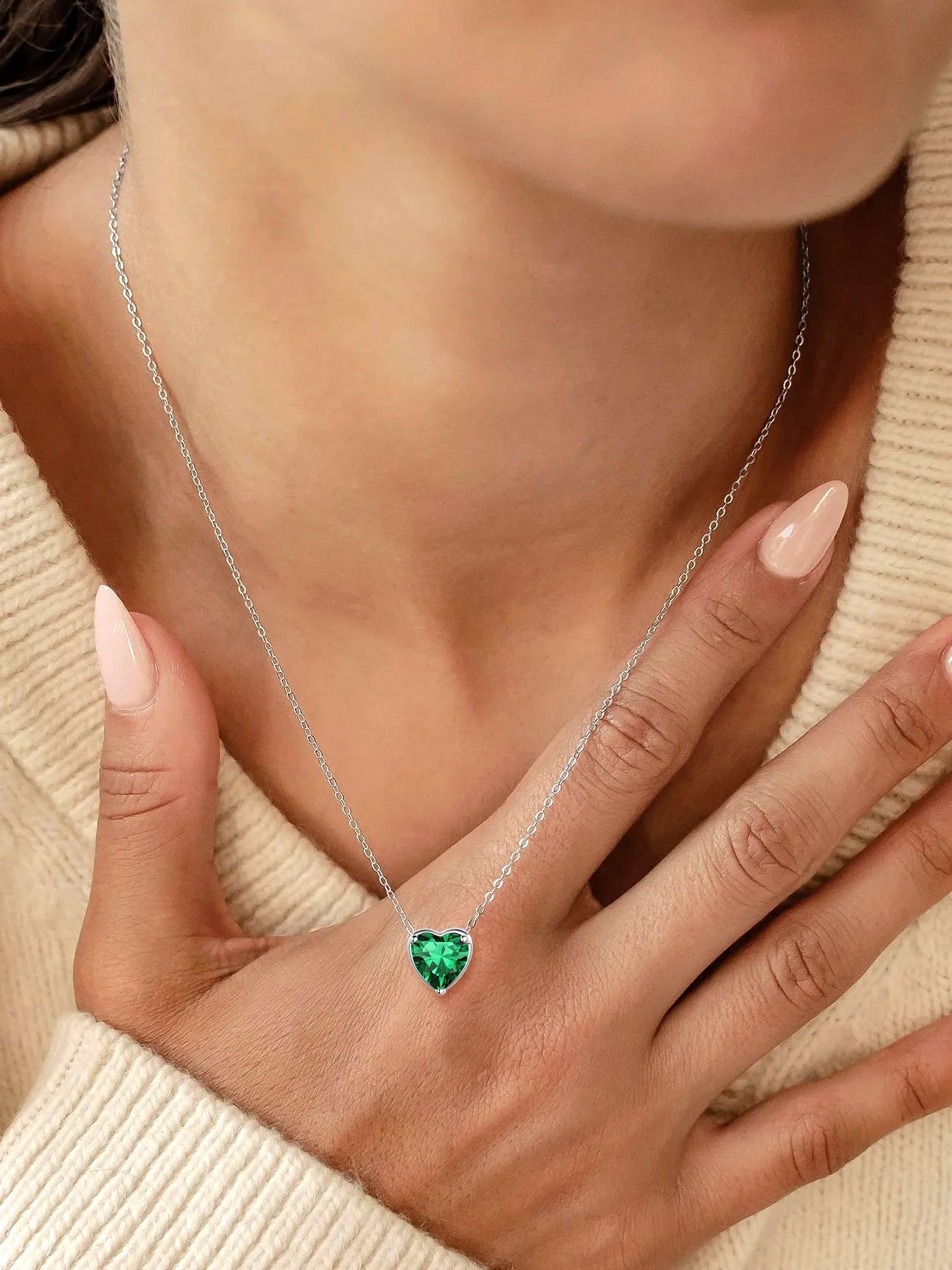 Women 925 Sterling Silver Birthstone Love Heart Necklace, Birthday Valentines Gift