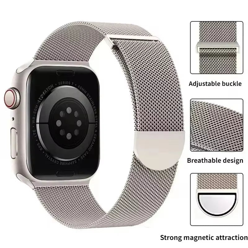 Milanese Strap for Apple Watch Band Ultra 2 49Mm 44Mm 40Mm 45Mm 41Mm 38Mm 44Mm Bracelet F or Iwatch Series 9 3 6 5 SE 7 8 Strap