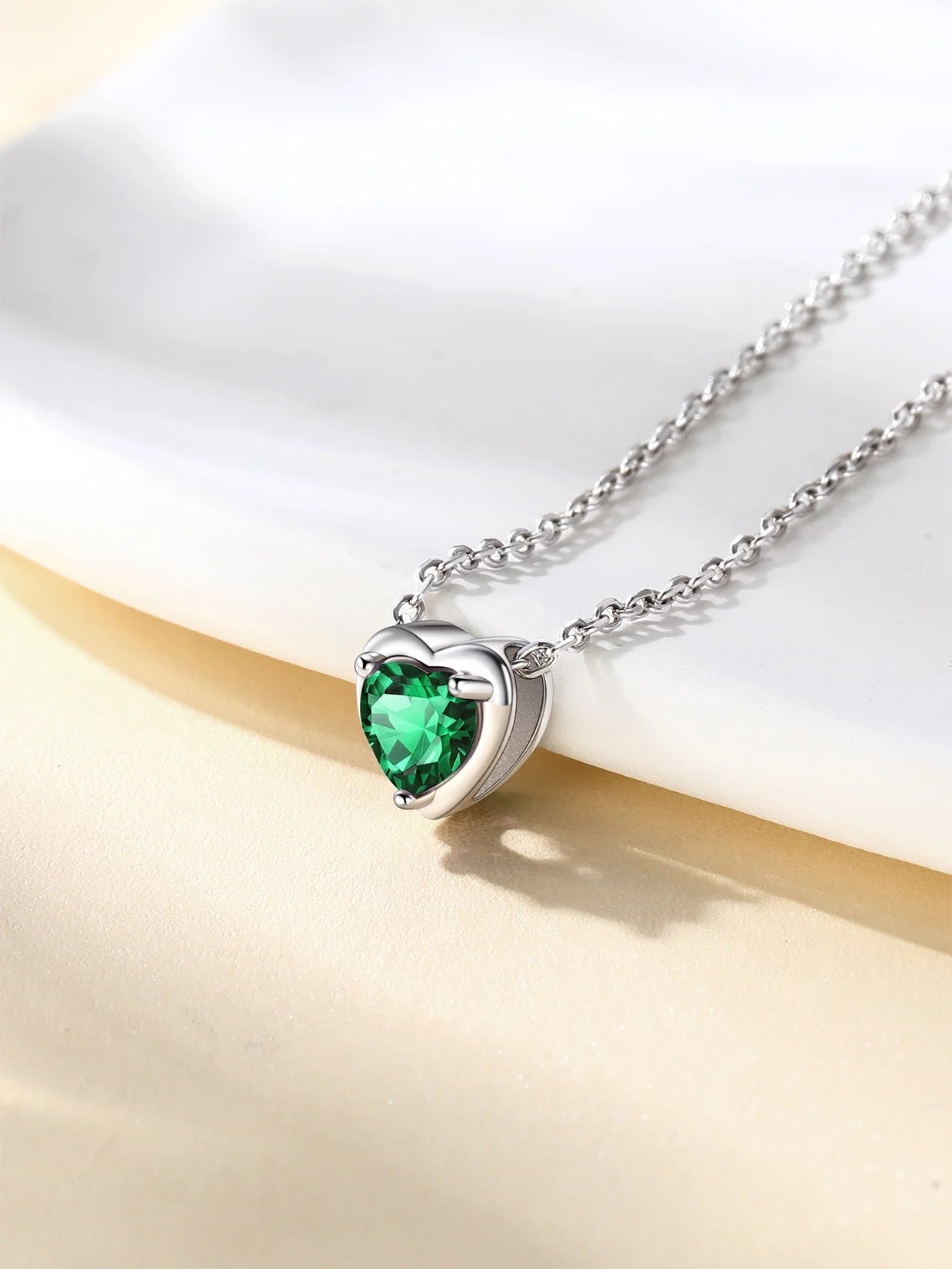 Women 925 Sterling Silver Birthstone Love Heart Necklace, Birthday Valentines Gift
