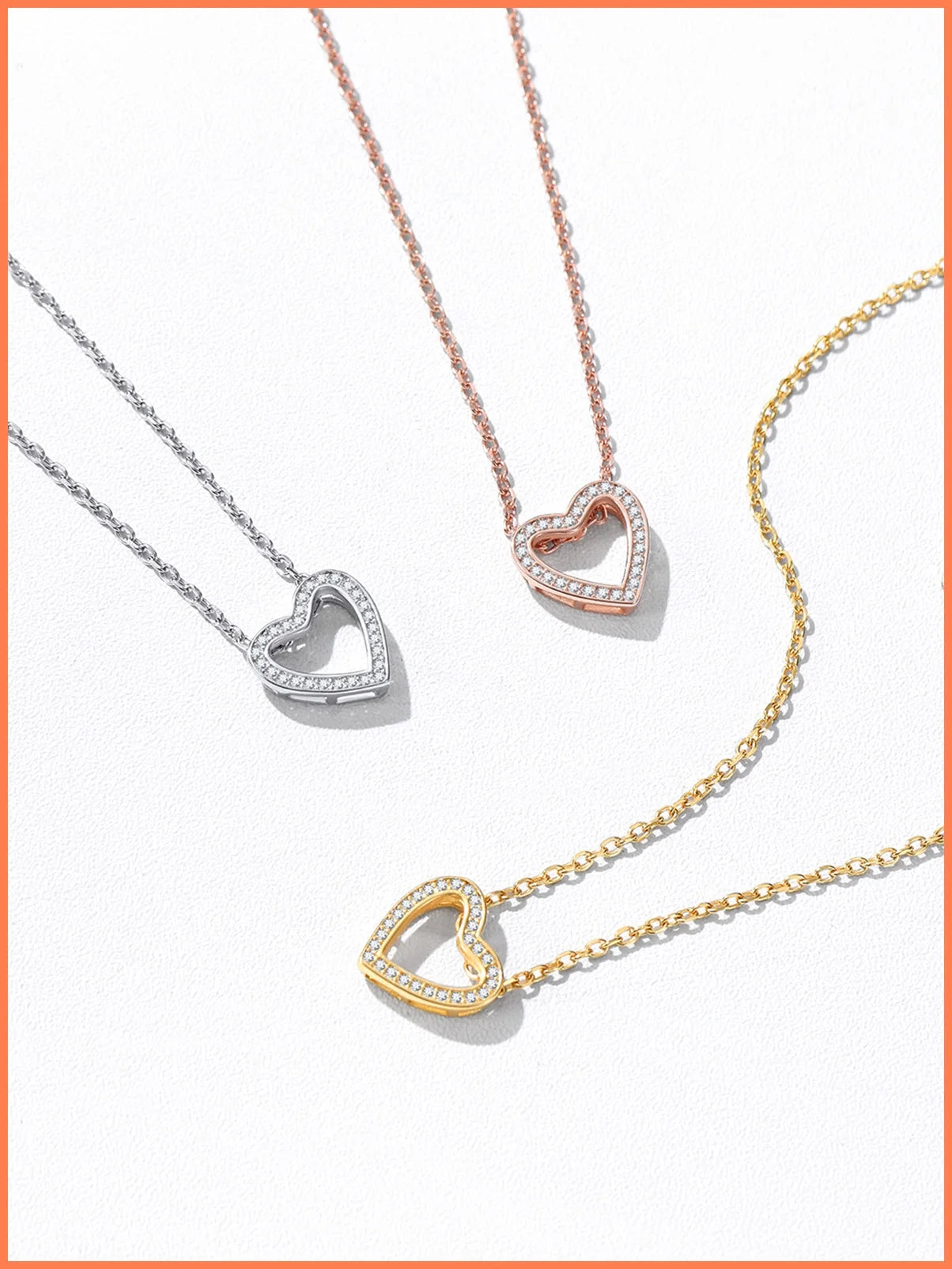 925 Sterling Silver Heart Necklace for Women Love Pendant Necklaces Hypoallergenic Simple Jewelry for Wife Mom Daughter - Gold