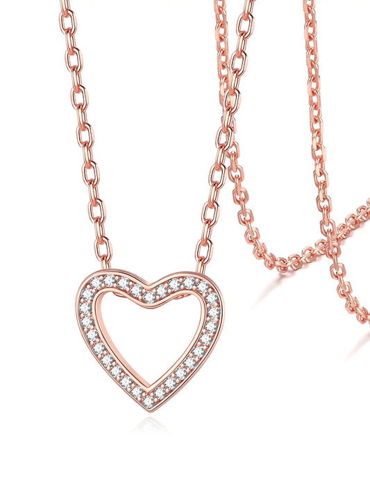 925 Sterling Silver Heart Necklace for Women Love Pendant Necklaces Hypoallergenic Simple Jewelry for Wife Mom Daughter - Gold